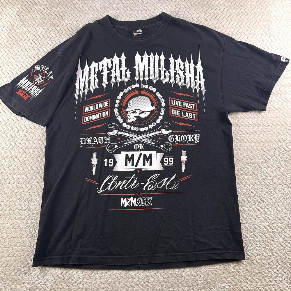 Vintage Metal Mulisha Men's XL  Skull‎ T-Shirt Y2K Rock  AOP All over print Rock